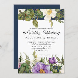 Convites Rosa De Casamento De Marfim Floral De Lavanda De  