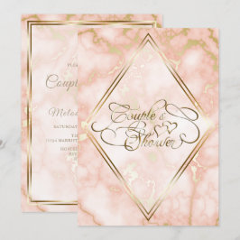 Convites Rosa de Casamento e Caligrafia do Ornamentado Marb