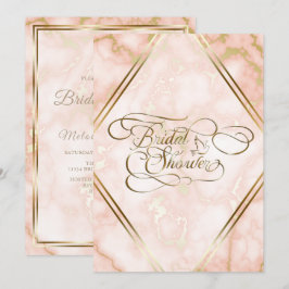 Convites Rosa de Casamento e Caligrafia do Ornamentado Marb