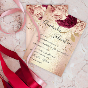 Convites Rosa de Casamento Florais Borgonha