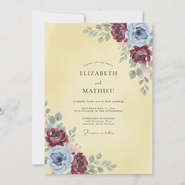 Convites Rosa de Casamento Marrom Creme em Aquarela (Frente)