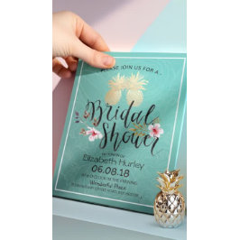 Convites Rosa de chá de panela de Casal de abacaxi de folha