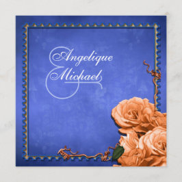 Convites rosa de colheita de casamento laranja azul