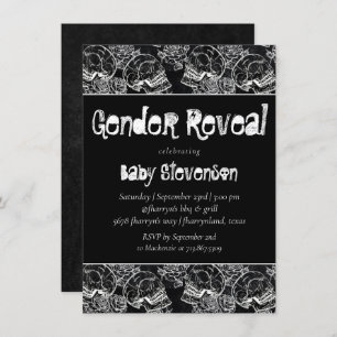 Convites Rosa de crânio   Fundo Chalkboard Grunge Gênero Re