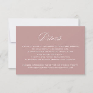 Convites Rosa de Detalhes do Casamento de Script de Caligra