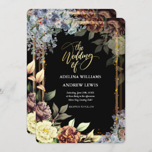 Convites Rosa de Flores Simples Minimalista, Casamento de Q