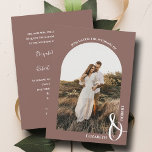 Convites Rosa de Foto Romântica Casamento de Taupe<br><div class="desc">Este convite romântico de casamento rosa taupe mostra sua foto na frente e seus detalhes da cerimônia no verso. CORRESPONDENTE a itens na nossa coleção.</div>