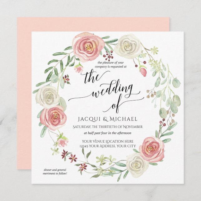 Convites Rosa De Frota De Frota De Frota De Frota De Marfim (Frente/Verso)