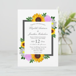 Convites Rosa de Girassol Daisy Floral Casamento