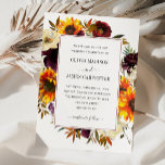 Convites Rosa de girassol Russo Casamento outono Floral<br><div class="desc">Rosa de Girassol Russo Moderno Peony Burgundy Vermelho Roxo Púrpura Floral Cair outono País Convite Para Casamento</div>