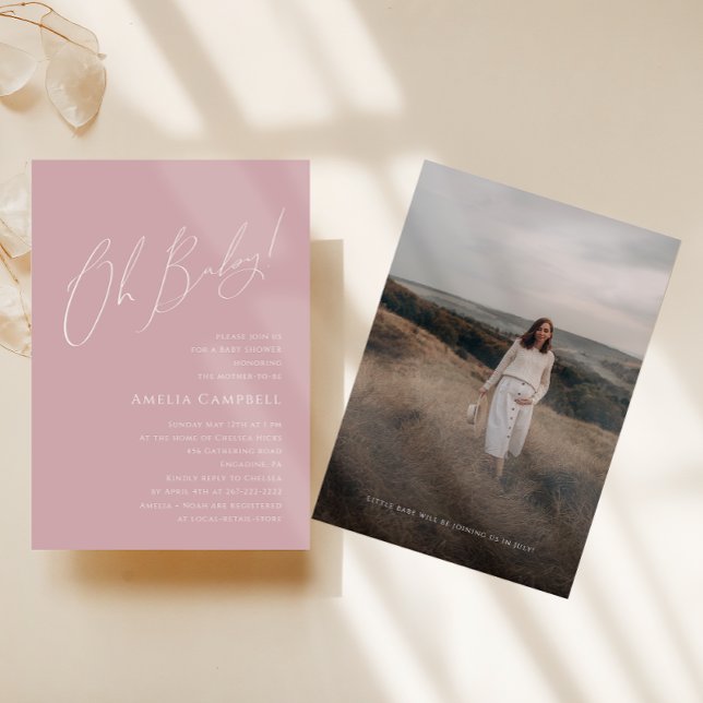 Convites Rosa de gordinho! Chá de fraldas de fotos (Criador carregado)