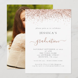 Convites Rosa de Graduação Elegante 2024 - Largura Dourada