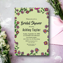 Convites Rosa de Jardim Botânico Chá de panela Floral