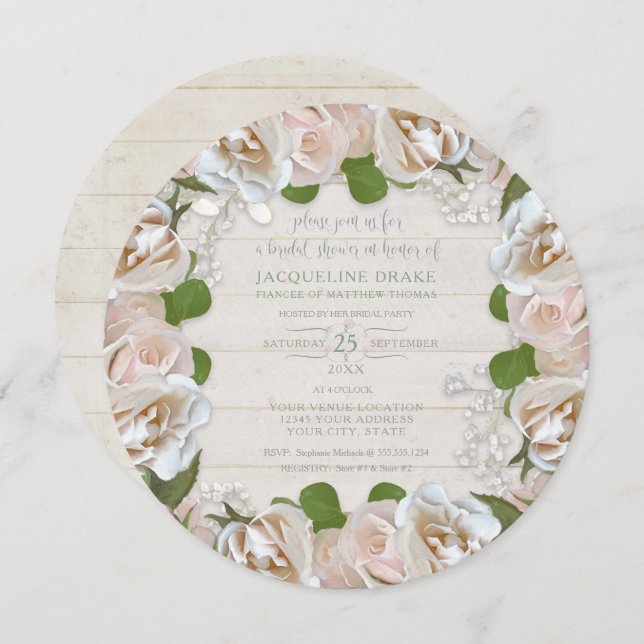 Convites Rosa de madeira russa Bebês respiratórios (Frente/Verso)