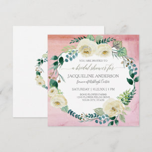 Convites Rosa de marfim russo-chá de panela do-com  aquarel