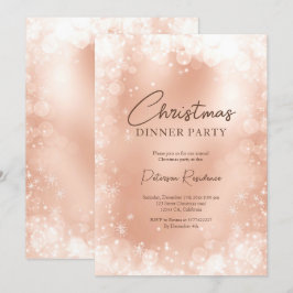 Convites Rosa de ouro festivo, neve branca, elegante Natal