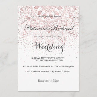 Convites Rosa de ouro legado, casamento confete