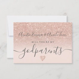 Convites Rosa de ouro moderno é meu batismo de padrinho