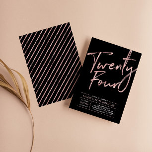 Convites Rosa de Script de Pincel Moderno Dourado 24.a Fest