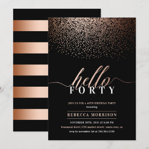 Convites Rosa de Sumário Dourado/Cobre Qualquer Festa de an