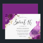 Convites Rosa de Vestido Rosa Púrpura Doce 16 Partido Doce<br><div class="desc">Rosa de vestimenta rosa púrpura,  doce 16 Convite de festas mais elegante designs de Chá de panela floral em nossa loja!</div>