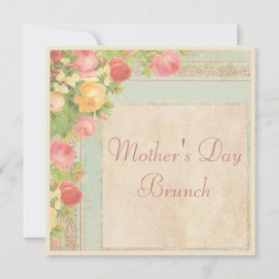 Convites Rosa de Vintage Elegante Brunch