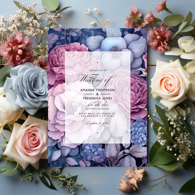 Convites Rosa Desbotada, Azul Desbotado e Casamento Floral  (Criador carregado)