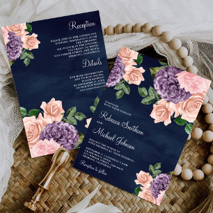 Convites Rosa Desmaiado Roxo Floral Tudo em Um Casamento Az