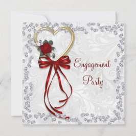 Convites Rosa, Diamantes e Noivado de Fita Vermelha Românti