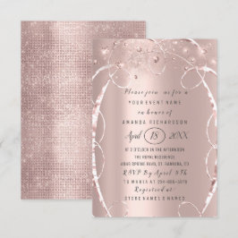 Convites Rosa do chá de panela Dourado Confetti Sweet 16
