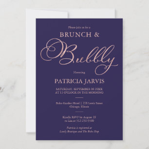 Convites Rosa Dourada Azul Marinho Brunch E Bubbly