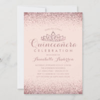 Rosa Dourada Blush Quinceañera Dourada Tiara Glitt