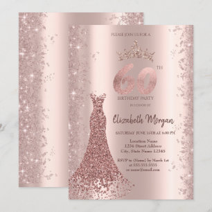 Convites Rosa Dourada Brilho Diamante Pó de Glitter Anivers