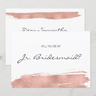 Convites Rosa Dourada Brushbrak É Minha Placa De Bridesmaid