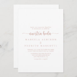 Convites Rosa Dourada Calliografia Nuestra Boda Wedding