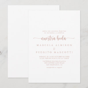 Convites Rosa Dourada Calliografia Nuestra Boda Wedding  
