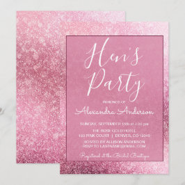 Convites Rosa Dourada Girly Glitter Sparkle Hen Party