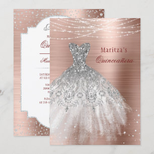 Convites Rosa Dourada Glam Diamond Sparkle Quinceañera