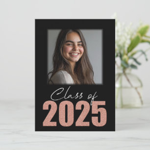 Convites Rosa Dourada Glitter Classe 2025 Foto Open House