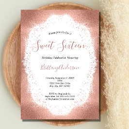 Convites Rosa Dourada Glitter Doce Dezesseis e Dezesseis e 