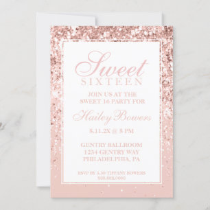 Convites Rosa Dourada Glitter Fab Sweet Sessenta
