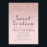 Convites Rosa Dourada Lush Pink Glitter Doce 16 Festa<br><div class="desc">Personalizar para qualquer evento.</div>