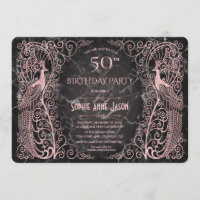 Rosa Dourada Marble Art Peacocks 50ª Festa de aniv