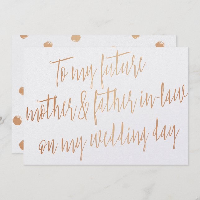 Convites Rosa Dourada "Para meus futuros sogros" (Frente/Verso)