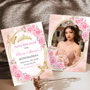 Convites Rosa Dourada Quinceanera Miss Quince 15 Guarde A D