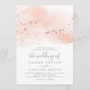 Convites Rosa Dourada Watercolor O Casamento De