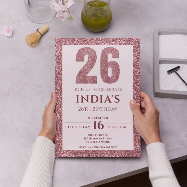 Convites rosa dourado 26 anos (Criador carregado)