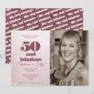 Convites Rosa Dourado 50 e Fabuloso Elegante 50 Aniversári