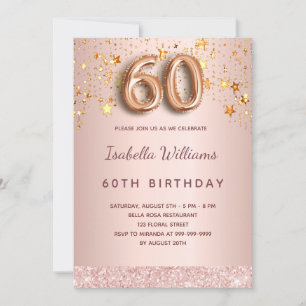 Convites Rosa dourado, 60.o aniversário
