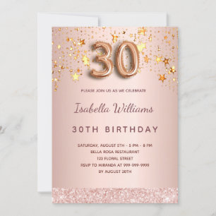 Convites Rosa dourado aniversário de 30 anos